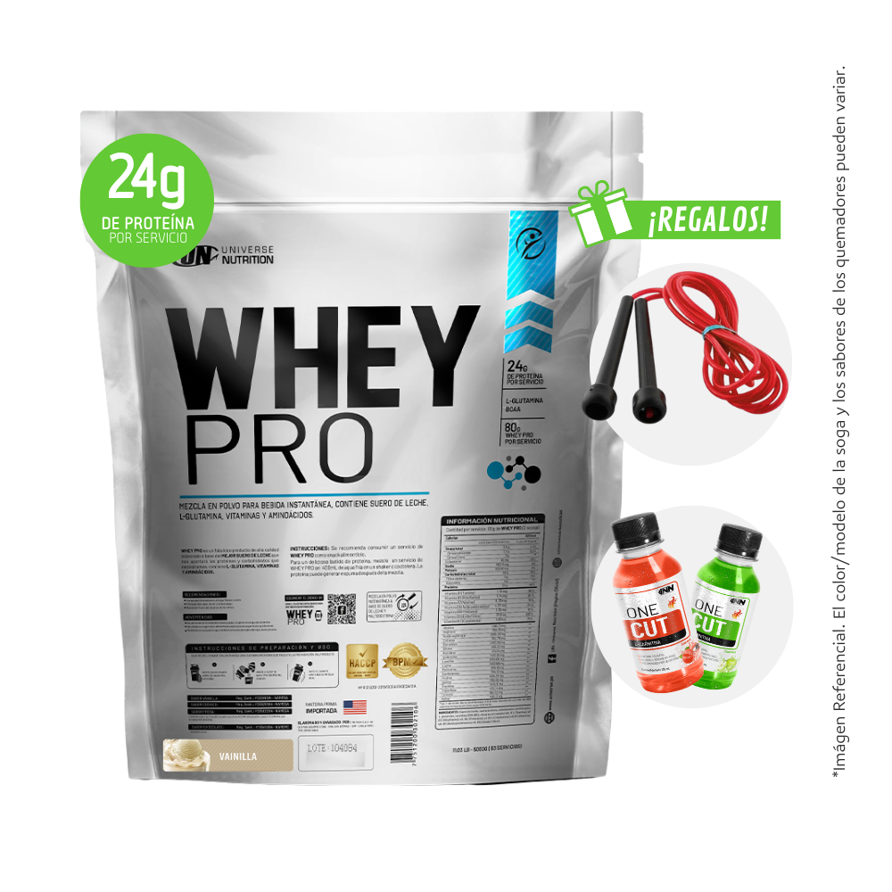 PROTEÍNA WHEY PRO UNIVERSE NUTRITION 5KG UN + REGALOS