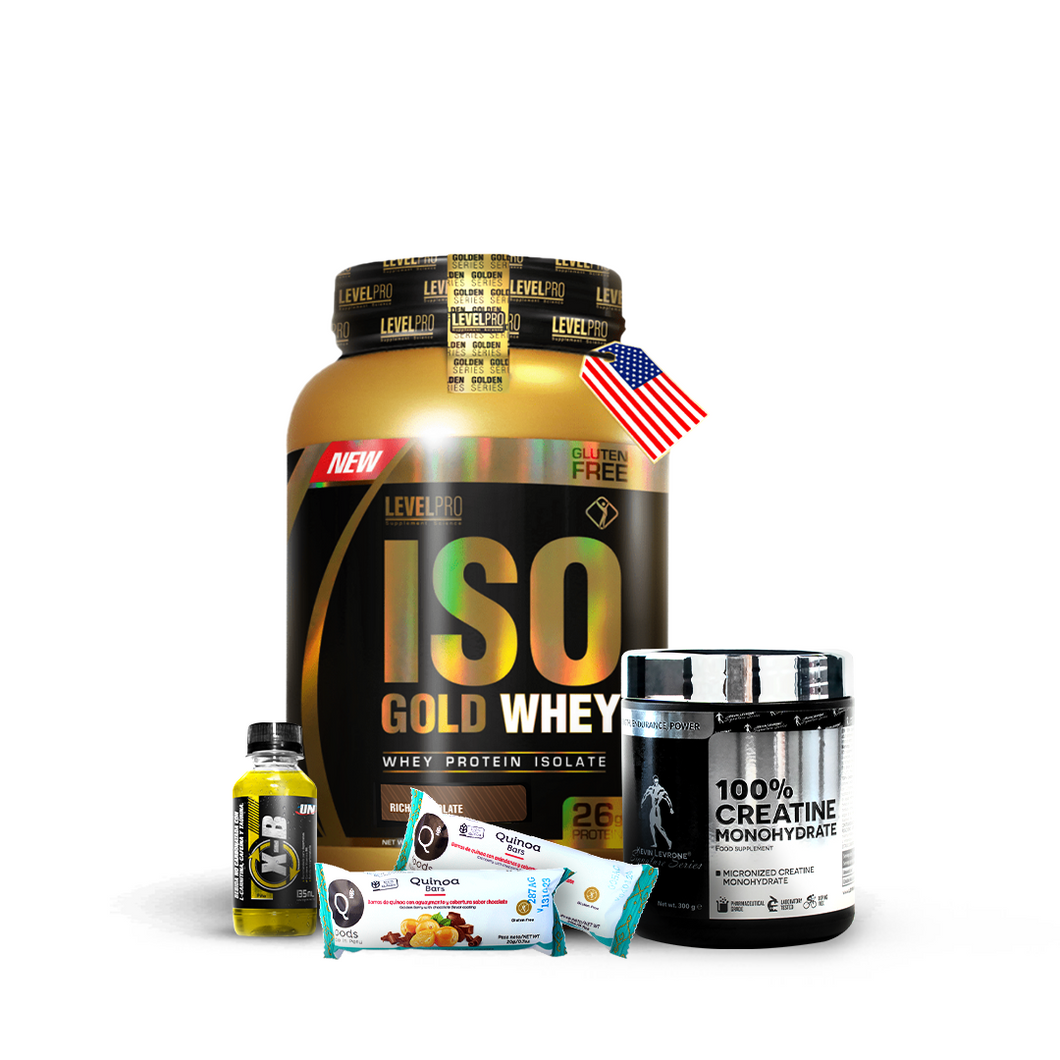 Promo Iso Gold Whey 1.1kg LEVEL PRO + Creatina Kevin Levrone 300gr + REGALOS