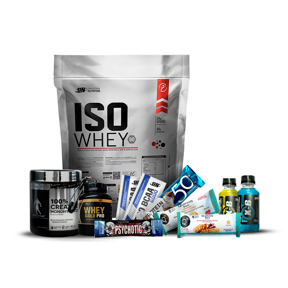 Pack Iso Whey UN 5kg + Creatina Kevin Levrone 300gr + REGALOS